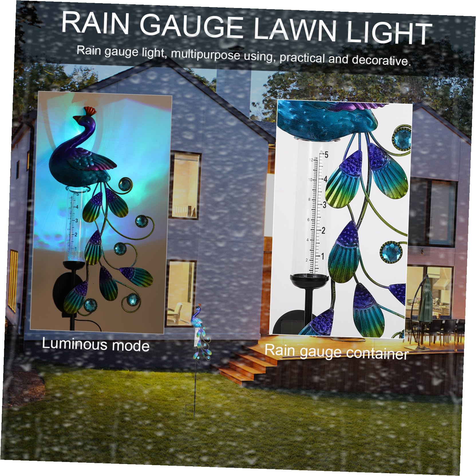 Didiseaon Lumière de Jardin Solaire Paon en Fer, Étanche, Pelouse