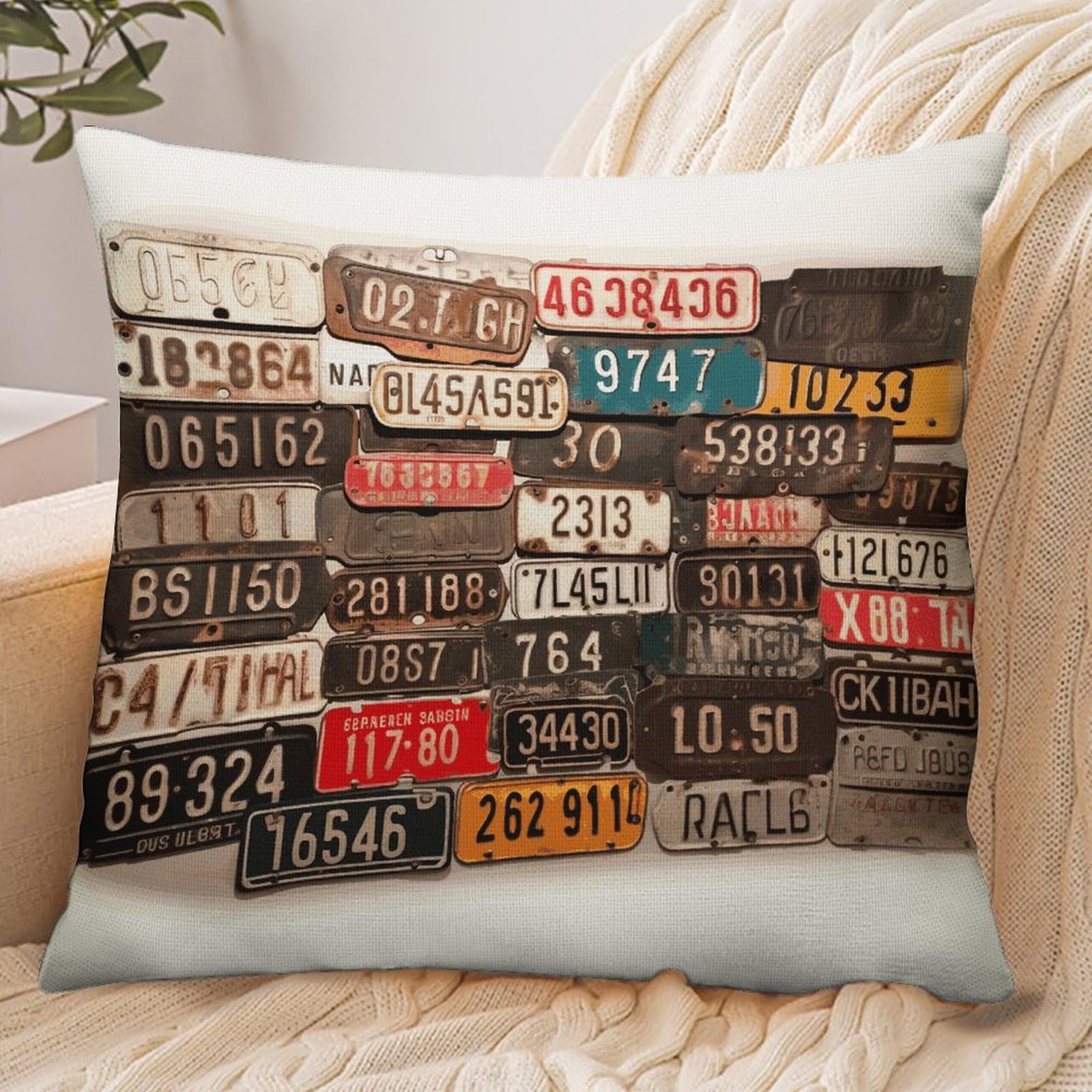 Fekiloot Style Old License Plate Pillowcase Pillow Sham Pillow Case