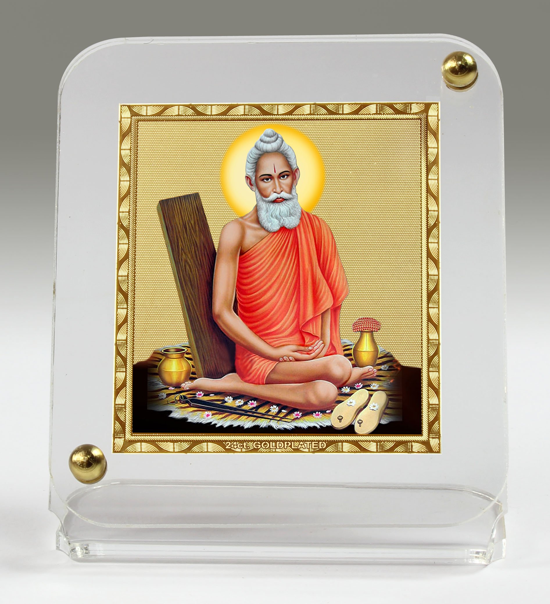 Eknoor Recta 45/50 Gold Plated Loknath Ji Foil on Acrylic Base Car Dashboard Idol Car Dashboard, Puja Ghar, Offices, Small Places for House Warming and Gifts-image-3