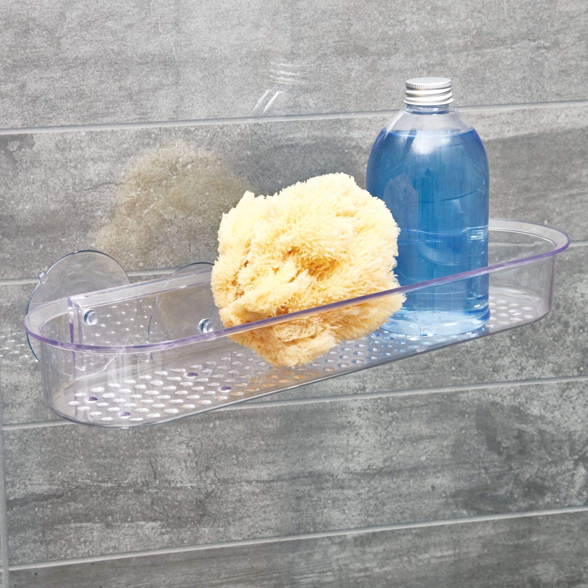 IDesign Duschkorb Mit Saugnapf – Transparent, 2 Stück, Für Badewannen- Und Duschecke