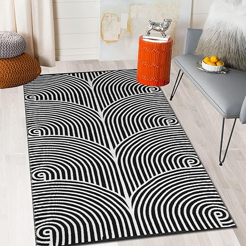 Miniatura 5 de Tiffasea Alfombras para sala de estar, 3 x 5 pies, lavables a máquina, reversibles, para interiores y exteriores, alfombra tejida de algodón, para