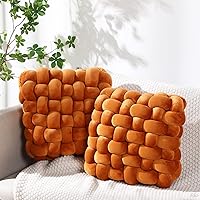 Wenqik 2-Pack Knotted Throw Pillows, 12x13 Inch Caramel Crystal Velvet Soft Plush Knot Cushions for Couch Sofa Bedroom Decor