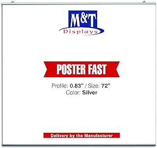 M&T Displays Poster Fast Hanger Set 36 inch Wall Mounting Silver Aluminum Reusable Advertising Announcement Messages Brochure Paper Sign Holder Portrait Indoor