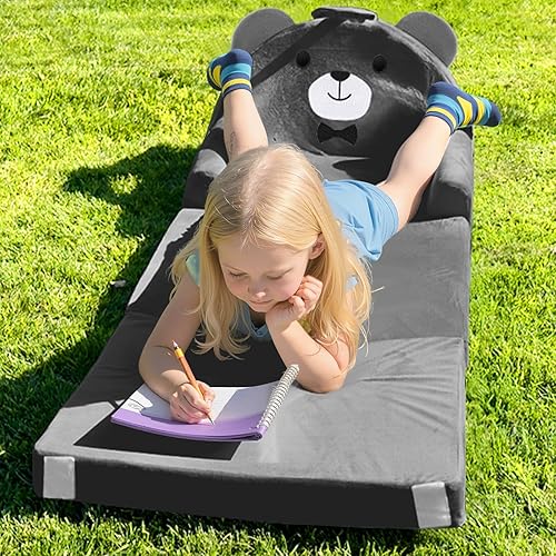 Miniatura 2 de Sofá cama para niños con funda extraíble lavable y respaldo de cinta mágica - Silla plegable para niños pequeños, cómodos muebles de terciopelo de