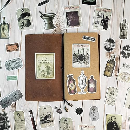 Miniatura 3 de Prstincol 106 piezas de etiquetas adhesivas para pociones, etiqueta adhesiva de bote de vino de estética oscura de boticario para álbumes