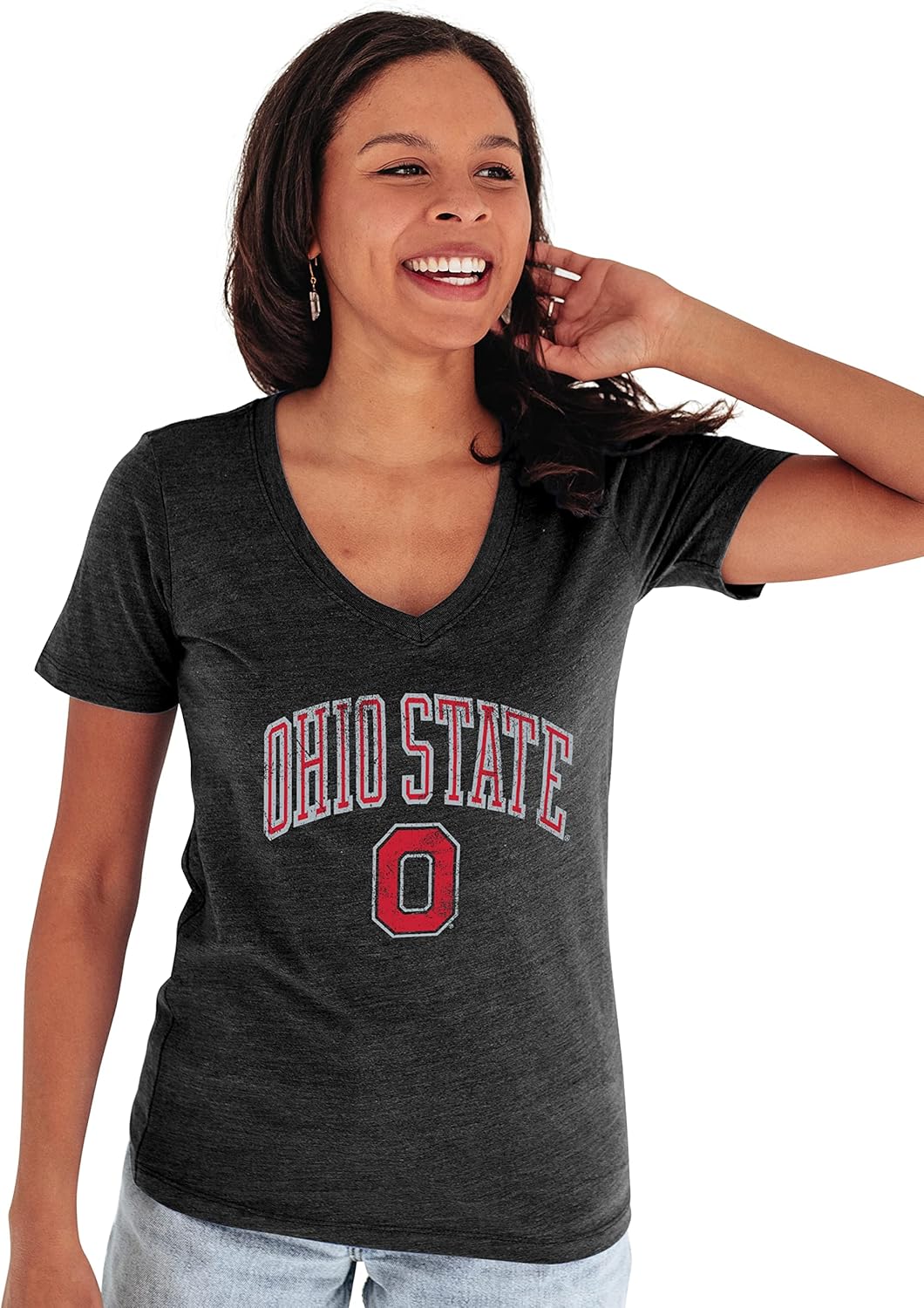 Blue 84 NCAA Womens Tri-Blend T-Shirt Vintage Arch Over Secondary Color