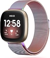 Vista 14 de Bandas de metal compatibles con Fitbit Versa 3/Versa 4/Fitbit Sense/Sense 2 para mujeres y hombres, correa de malla de acero inoxidable transpirable