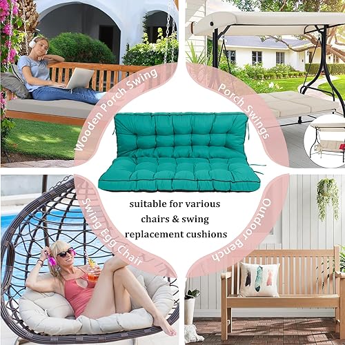 Miniatura 209 de Cojín de repuesto para columpio de 2-3 asientos, cojines de banco para exteriores con respaldo grueso de 4 pulgadas, muebles de patio, jardín, Flor