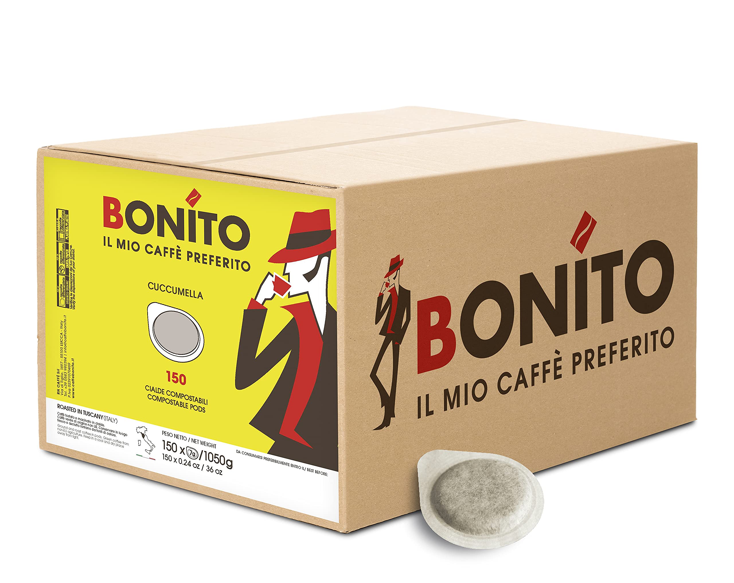 Caffè Bonito - Cialde compostabili ESE 44 mm, miscela CUCCUMELLA carattere forte e corposa - 150 cialde