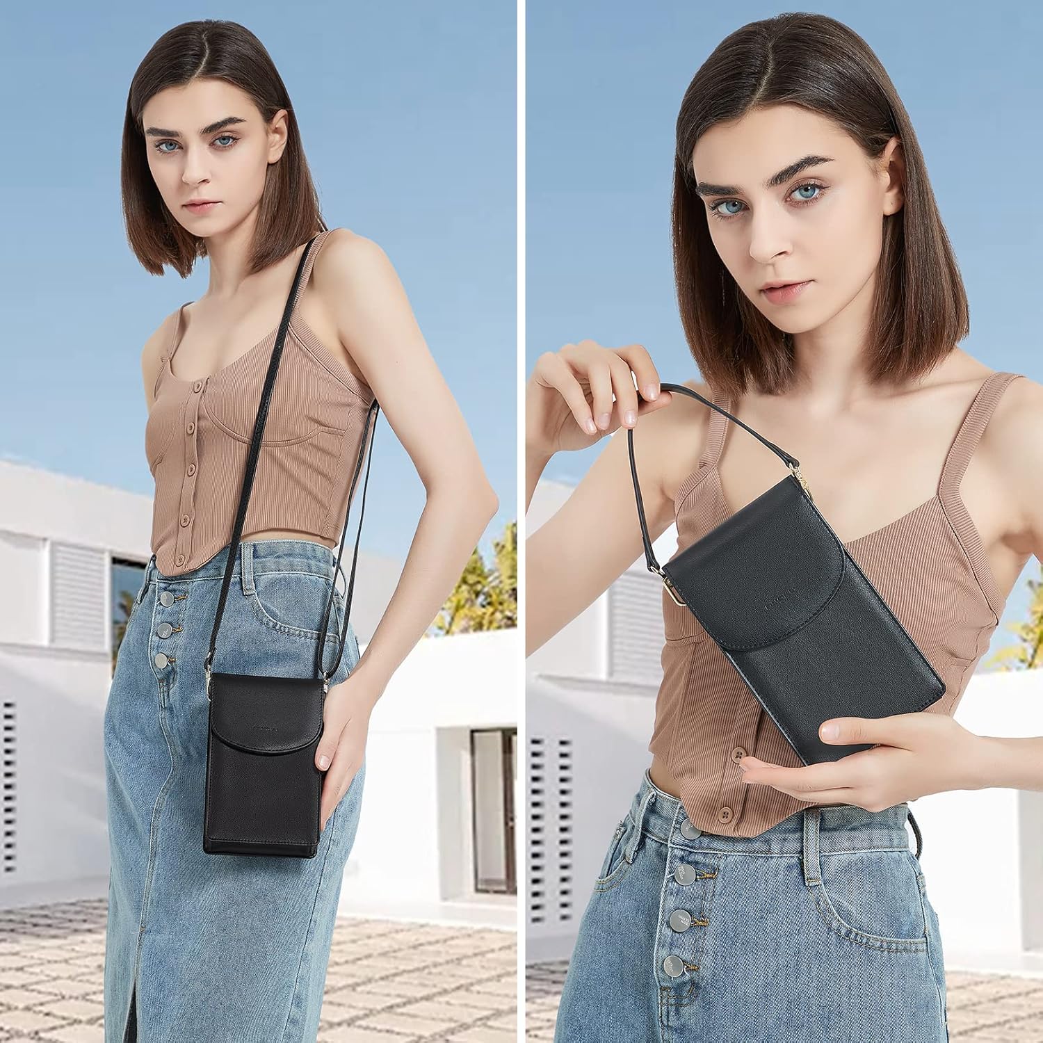 nuoku Crossbody Phone Bag for Women, Mini Crossbody Purse, Small Phone Wallet Crossbody with Removable Card Holder - Image 2