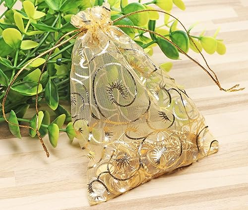 Miniatura 3 de Shapenty 50 bolsas de regalo de organza para regalos de boda, dulces, muestras de negocios, bolsa de joyería con cordón para baby shower y fiesta de