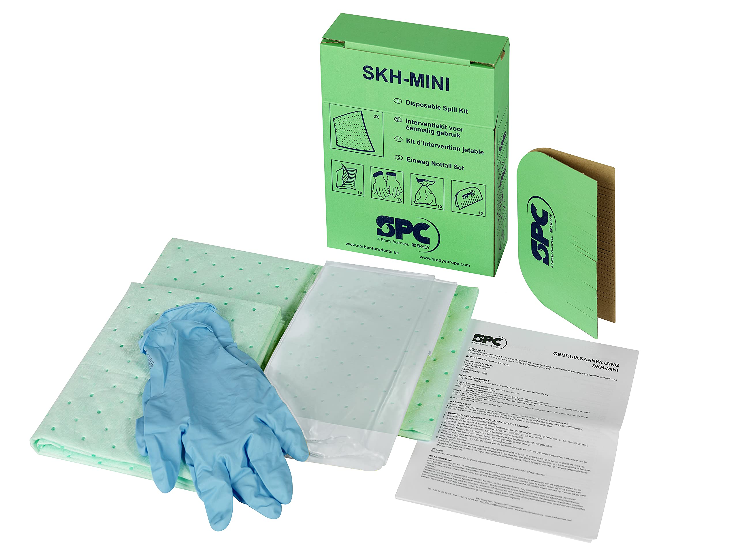Kit Anticontaminación Desechable para Productos Químicos, 280mm x 70mm x 220mm, Verde, Caja de 4