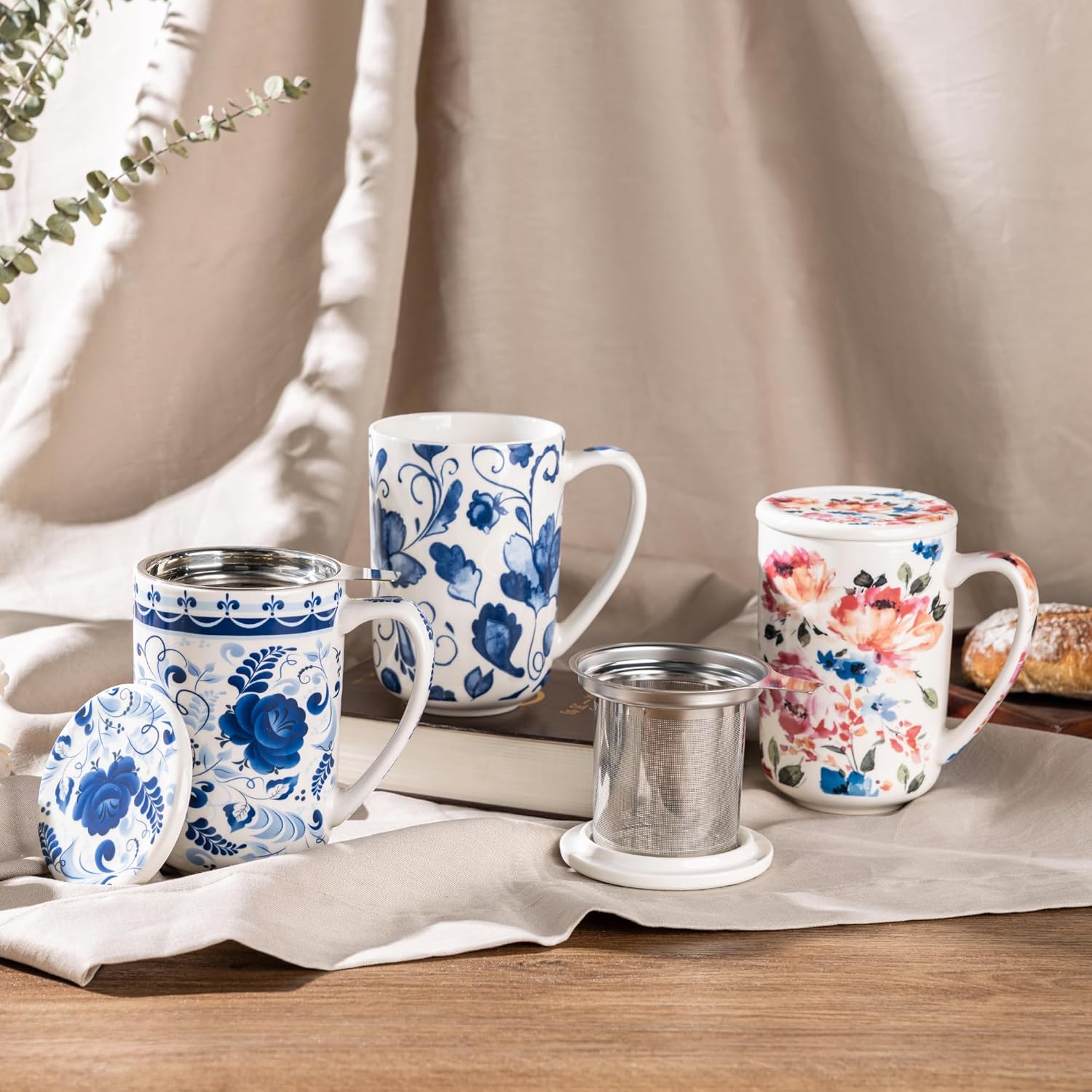 GBhome Tea Mug with Infuser and Lid, 18 Ounce Large Ceramic Loose Leaf Cup, Microwave, Dishwasher Safe - Image 7