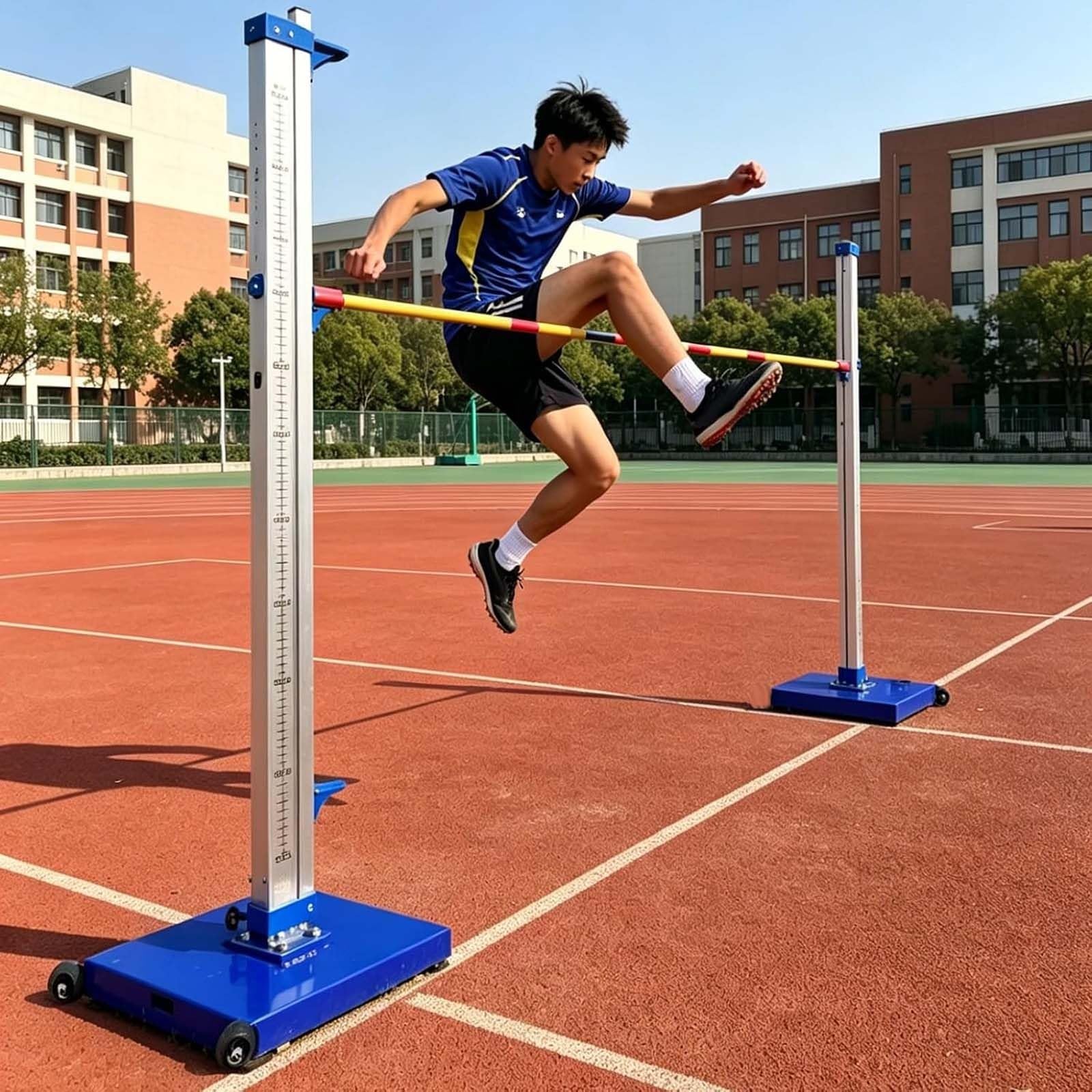 Atletica leggera Sicurezza del supporto per il salto in alto Standard | Kit di attrezzatura per il salto in alto in metallo resistente con supporto antiscivolo per l'asta
