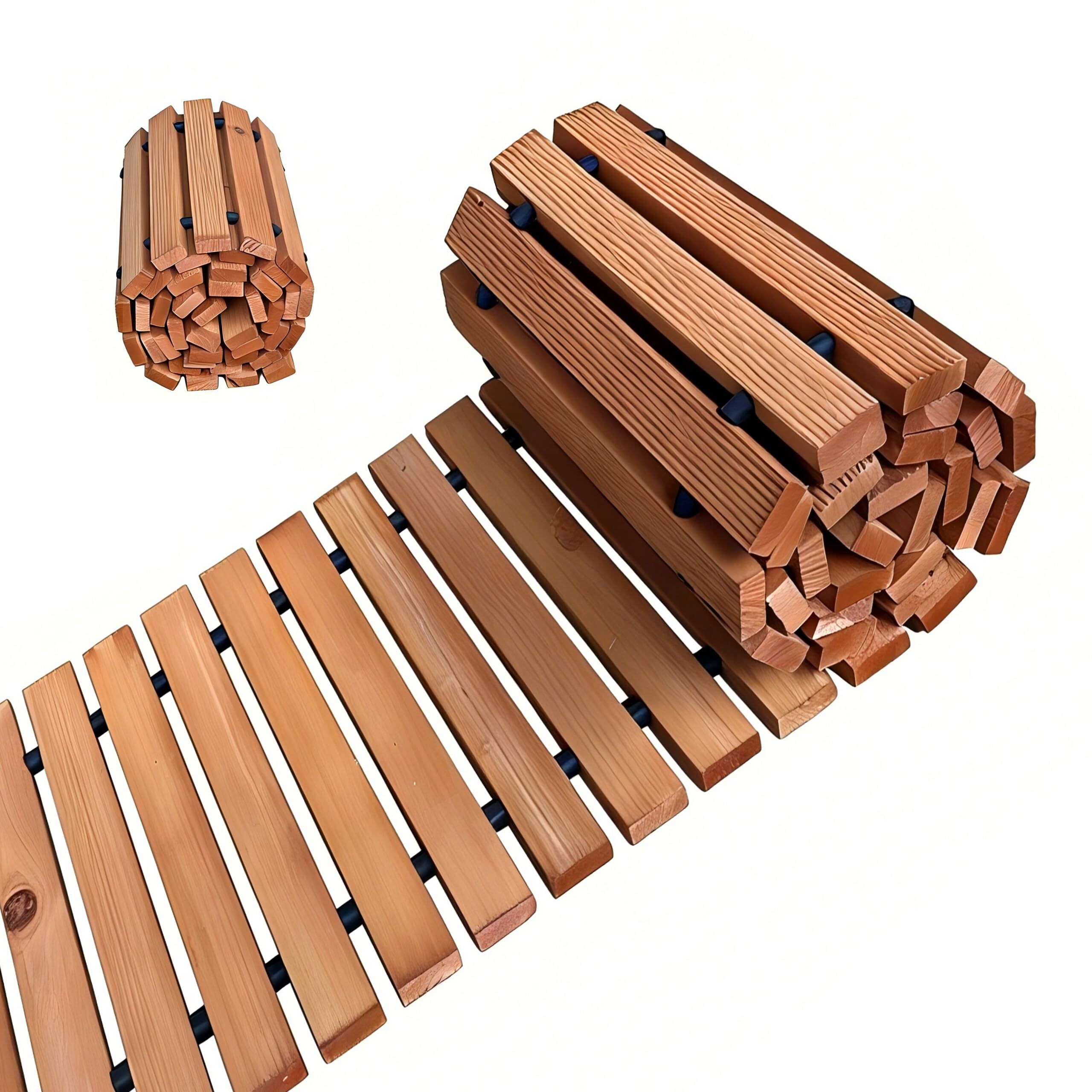 Relaxdays Passerella in Legno Arrotolabile, Sentiero per Prato, Piscina e Spiaggia, Antiscivolo, 2x245x55 cm, Naturale