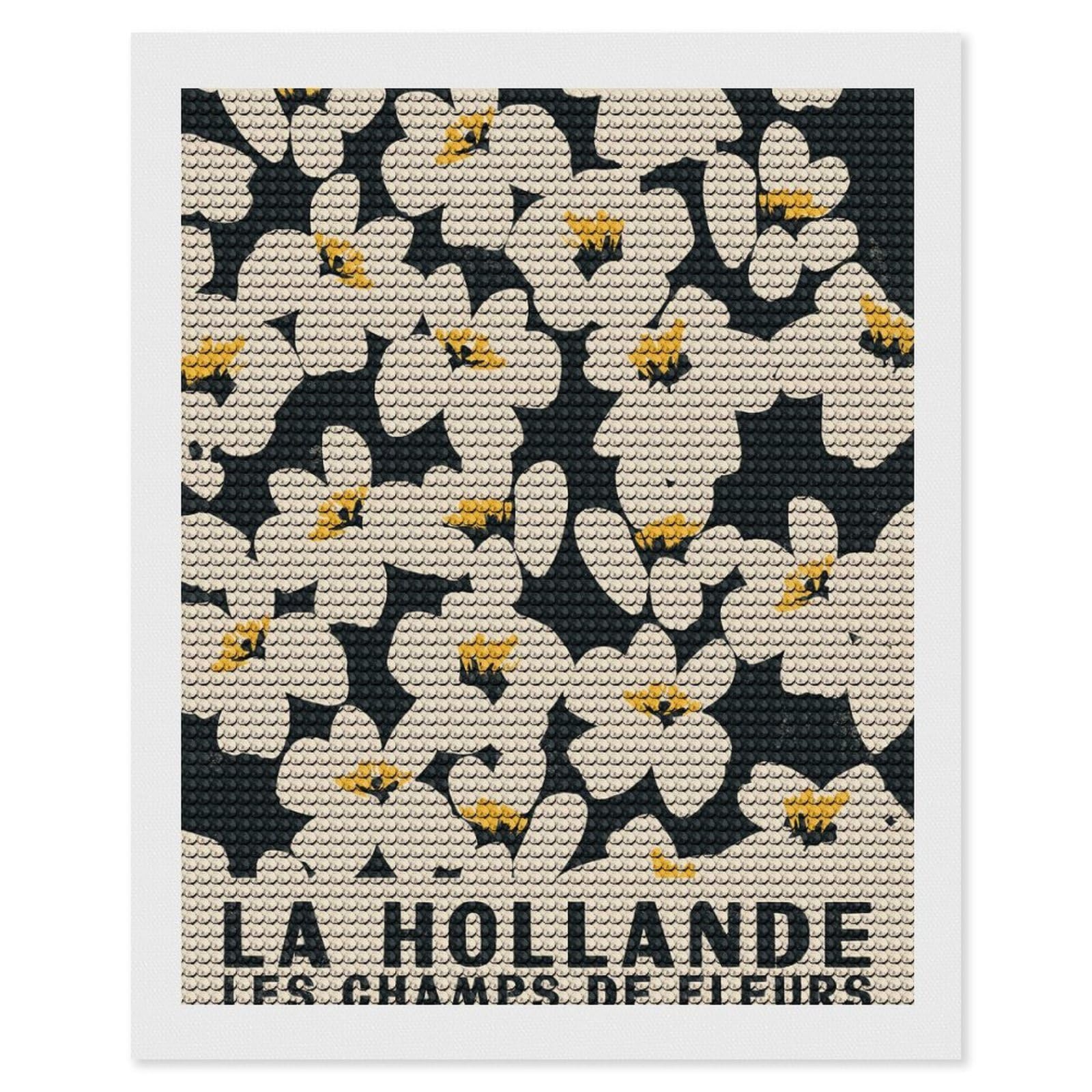 Junmoney La Hollande Flower Market Diamond Painting Set 16"x20", Full Kit Included, Sparkling Round Gems, Farmhouse Decor, Festive Craft Gift