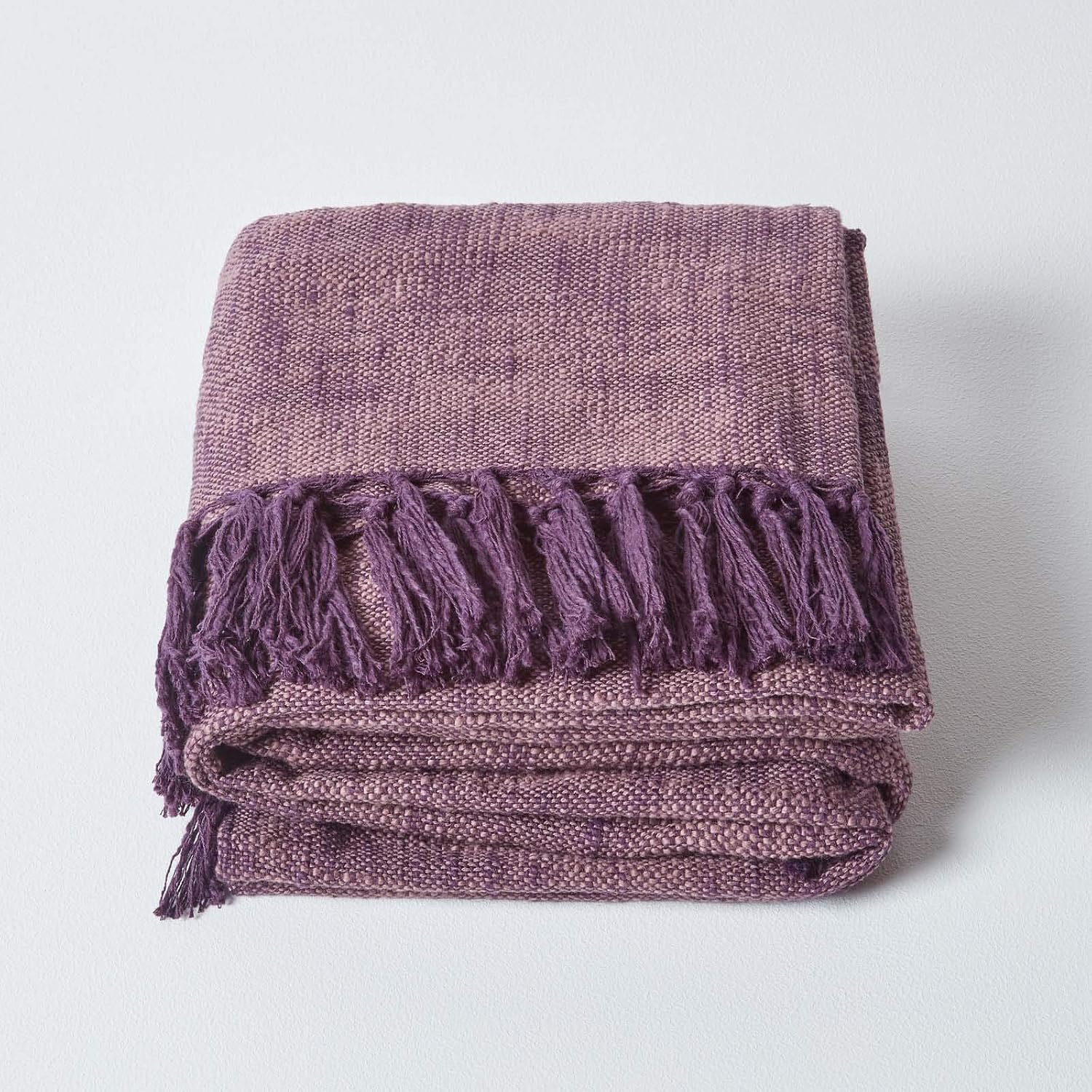 HOMESCAPES Nirvana Mauve Purple Handwoven 100% Pure Cotton Throw 90 x 100 Inches - Image 3