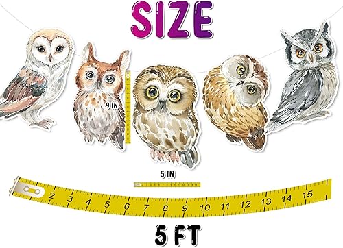 Miniatura 3 de Cartel de cumpleaños de animales del bosque de búhos, suministros de fiesta, baby shower, decoraciones de cumpleaños para búhos, animales de acuarela