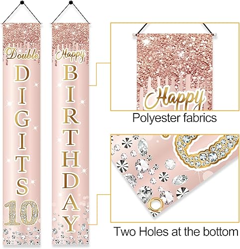 Miniatura 7 de Cartel decorativo para puerta de cumpleaños número 10 para niñas, decoración de fiesta de telón de fondo para puerta de cumpleaños número 10,