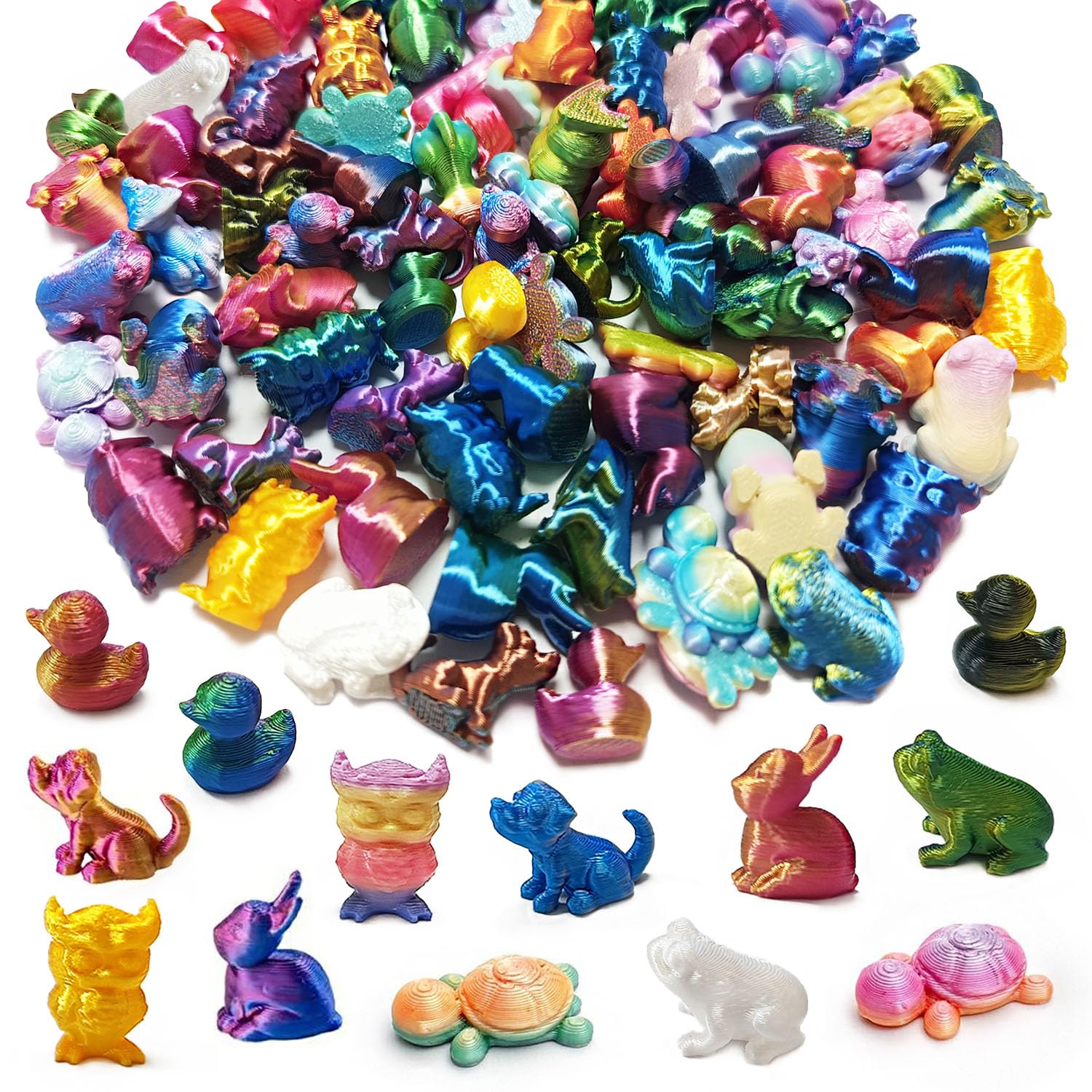 OrgMemory 3D Miniature Animals, 90Pcs, 6 Styles, Mini Animal Figurines, Suitable for Game Reward Creative Home, Party and Desktop Decor