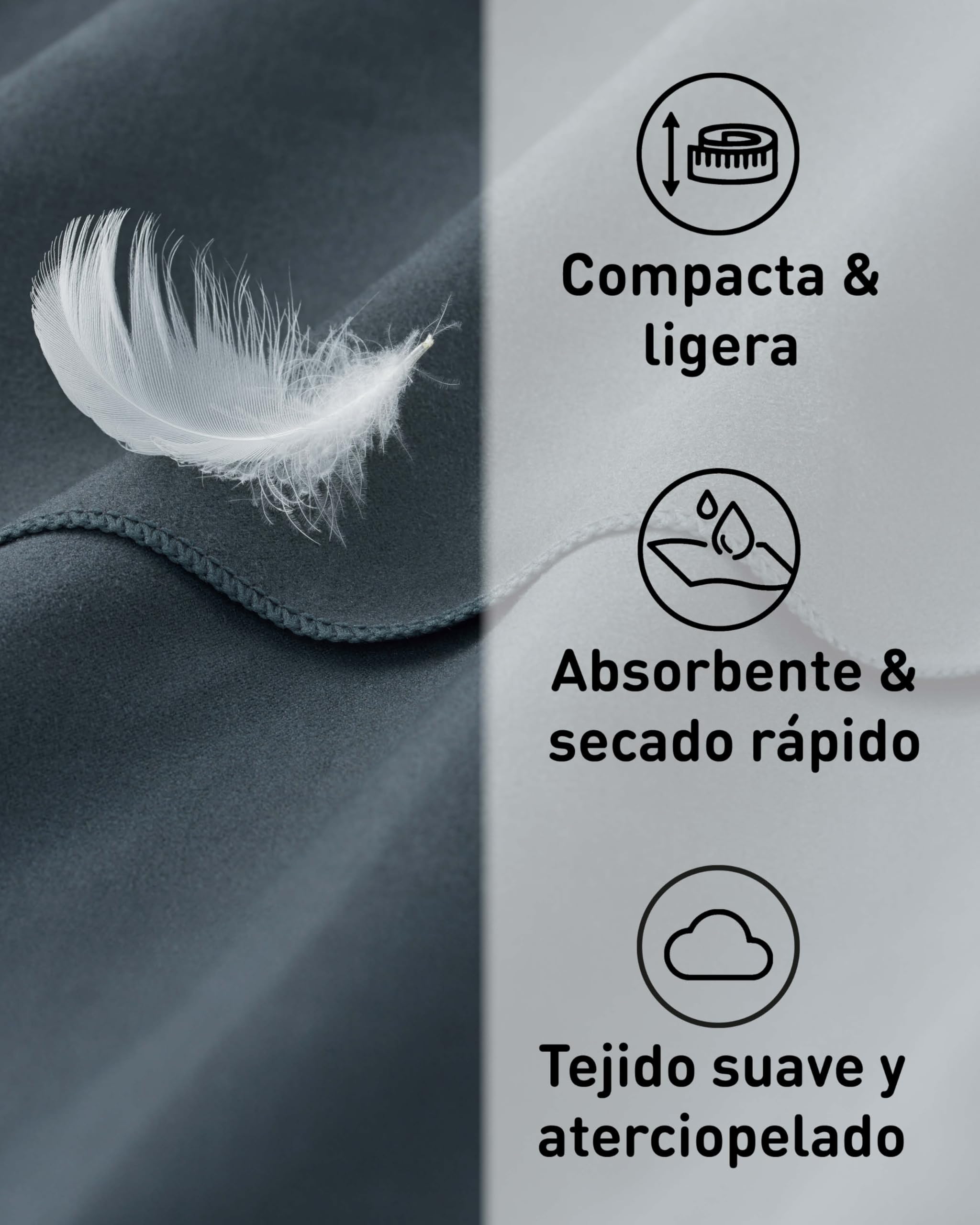 Fit-Flip Toalla Microfibra Gimnasio - compacta, Ultraligera y de Secado rápido – Toallas para Gym, Piscina, Viaje, Natacion y Playa Grande — view 2