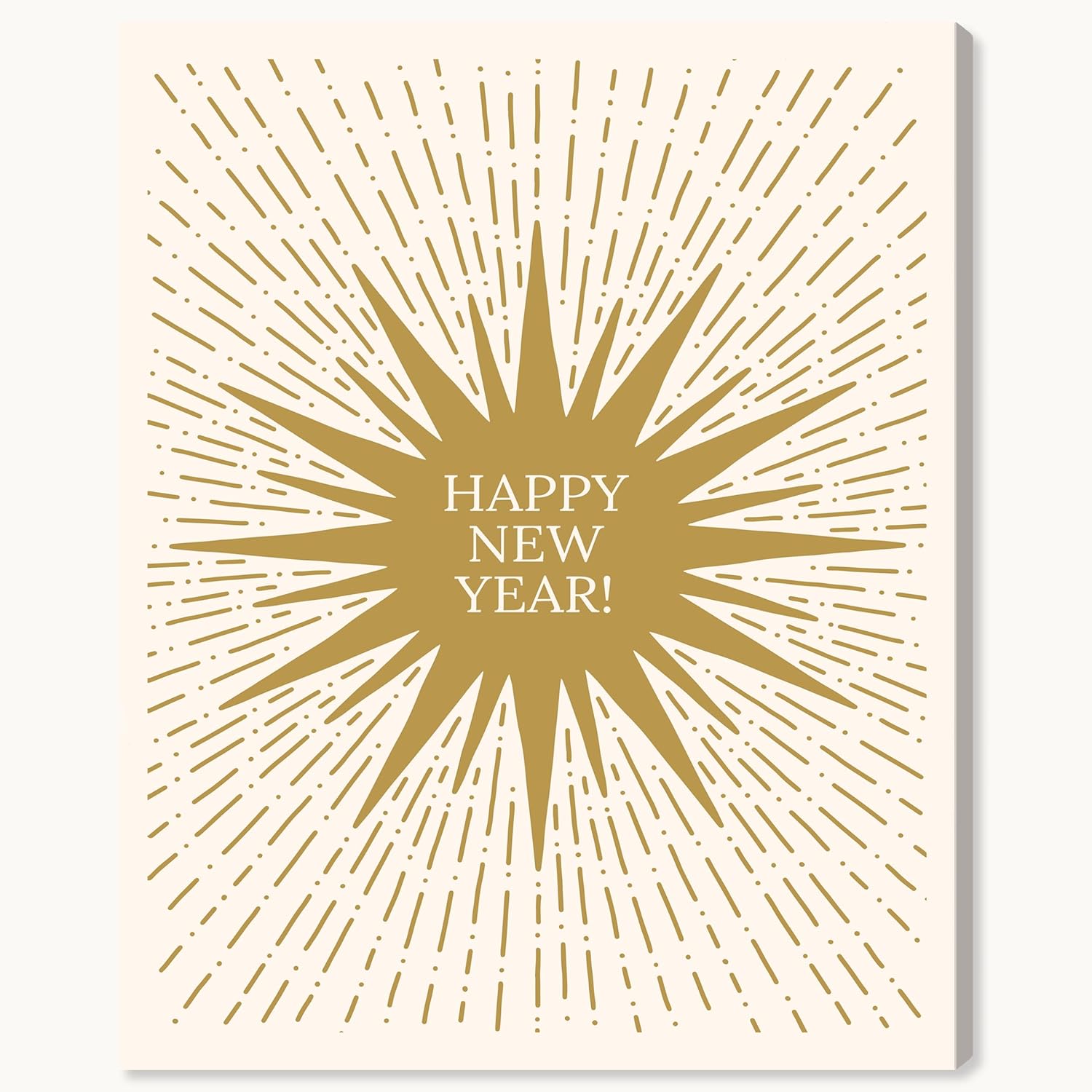 Wynwood Studio Holiday and Seasonal Modern Wrapped Canvas Art - The Happy Star Shines, Wall Art for Living Room, Bedroom, and Bathroom, 30" x 36", Gold and White Home Decor