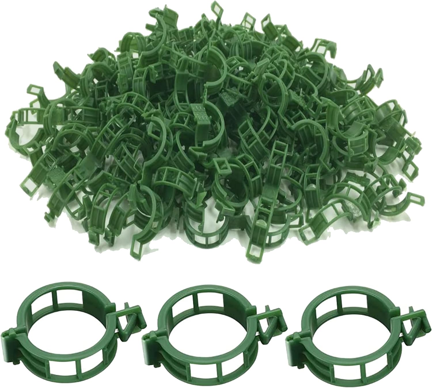 QueenBird Plant Clips – 200 PCS – Green or White Color – Garden Clips for Tomato and Other Vine Plants – Trellis Clips – Tomato Plant Support – Upright and Healthier Grow