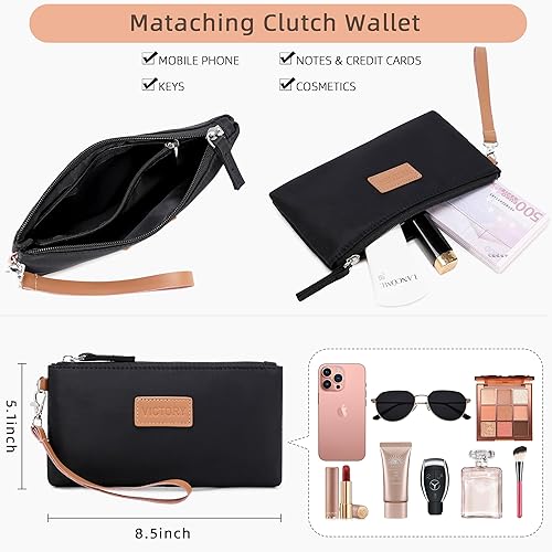 Miniatura 5 de Bolsa para laptop para mujer, 15.6 pulgadas, maletín de mano de trabajo con USB de nailon para oficina, viajes, negocios