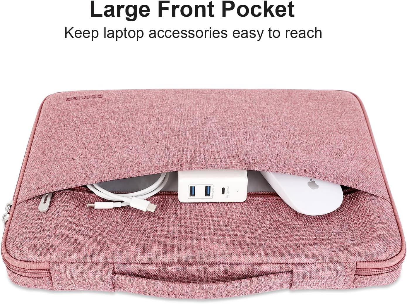 DOMISO 15.6 inch Laptop Case Sleeve Protective Cover Compatible with 16 inch MacBook Pro M4 M3 M2/Pro Max,15.6-16 inch HP Dell ASUS Lenovo Chromebook,Waterproof Computer Cases Bag with Handle,Pink - Image 5