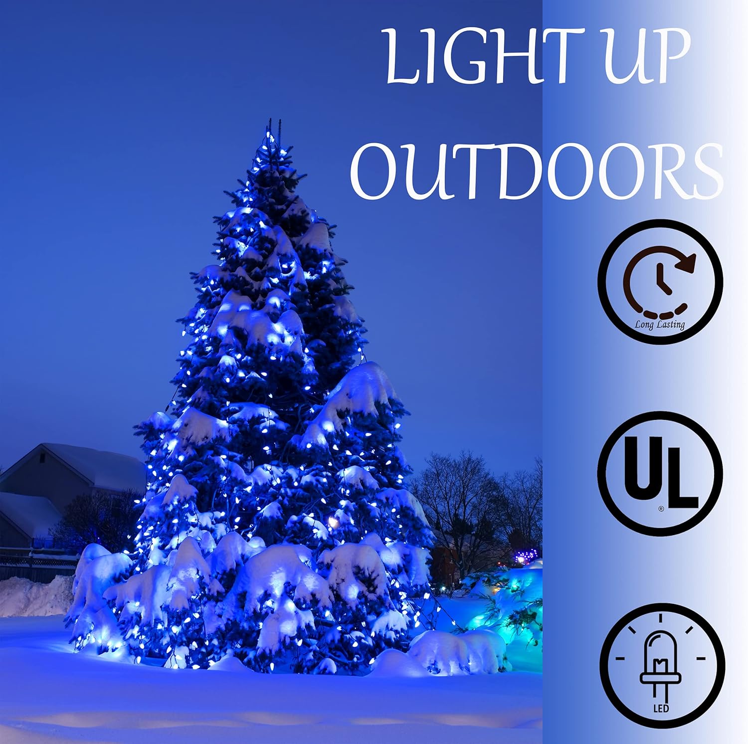 Holiday Essence Blue LED Xmas String Light 100 Count Green Wire 26.9 Ft Incandescent Hanukkah Traditional Light for Indoor Outdoor Home Décor, Wedding Lighting Decoration