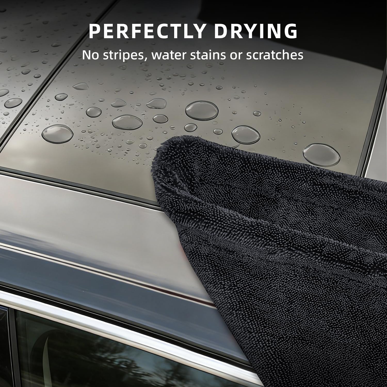 2-Pack 24" x 36" 11.8" x 11.8" Twisted-Loop Car Drying Towel 1500GSM Microfiber Cleaning Cloth for Car Trucks Motorcycles Streak Free Lint Free Ultra Absorbent Washing Cloth for Kitchen Window (Grey)