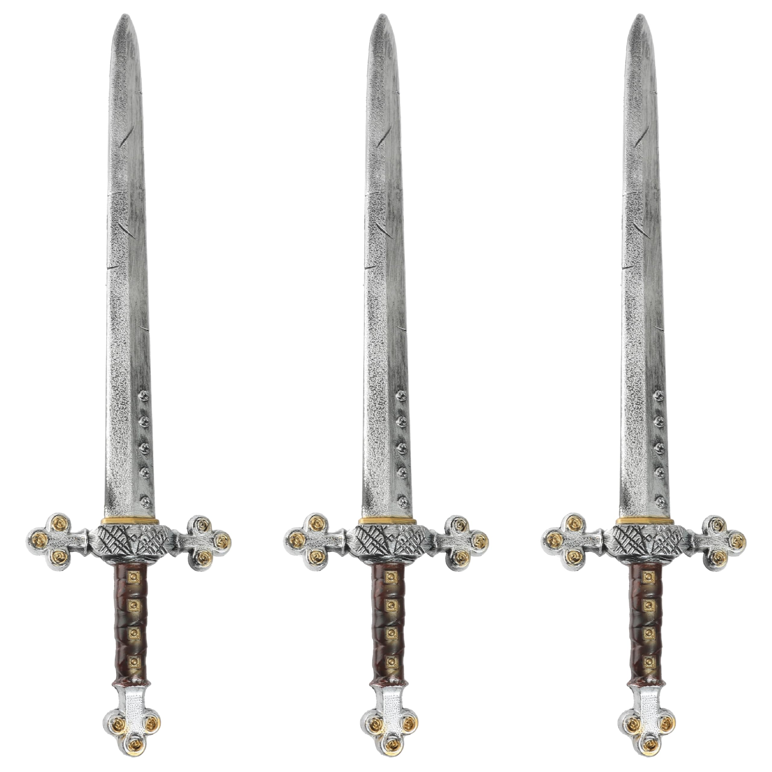 Adults Gladiator Sword - Pack of 3-29.5"/75cm Roman Viking Barbarian Cosplay Fake Plastic Sword - Mens Womens TV/Film Game Warrior Historical Fancy Dress Costume Accessory