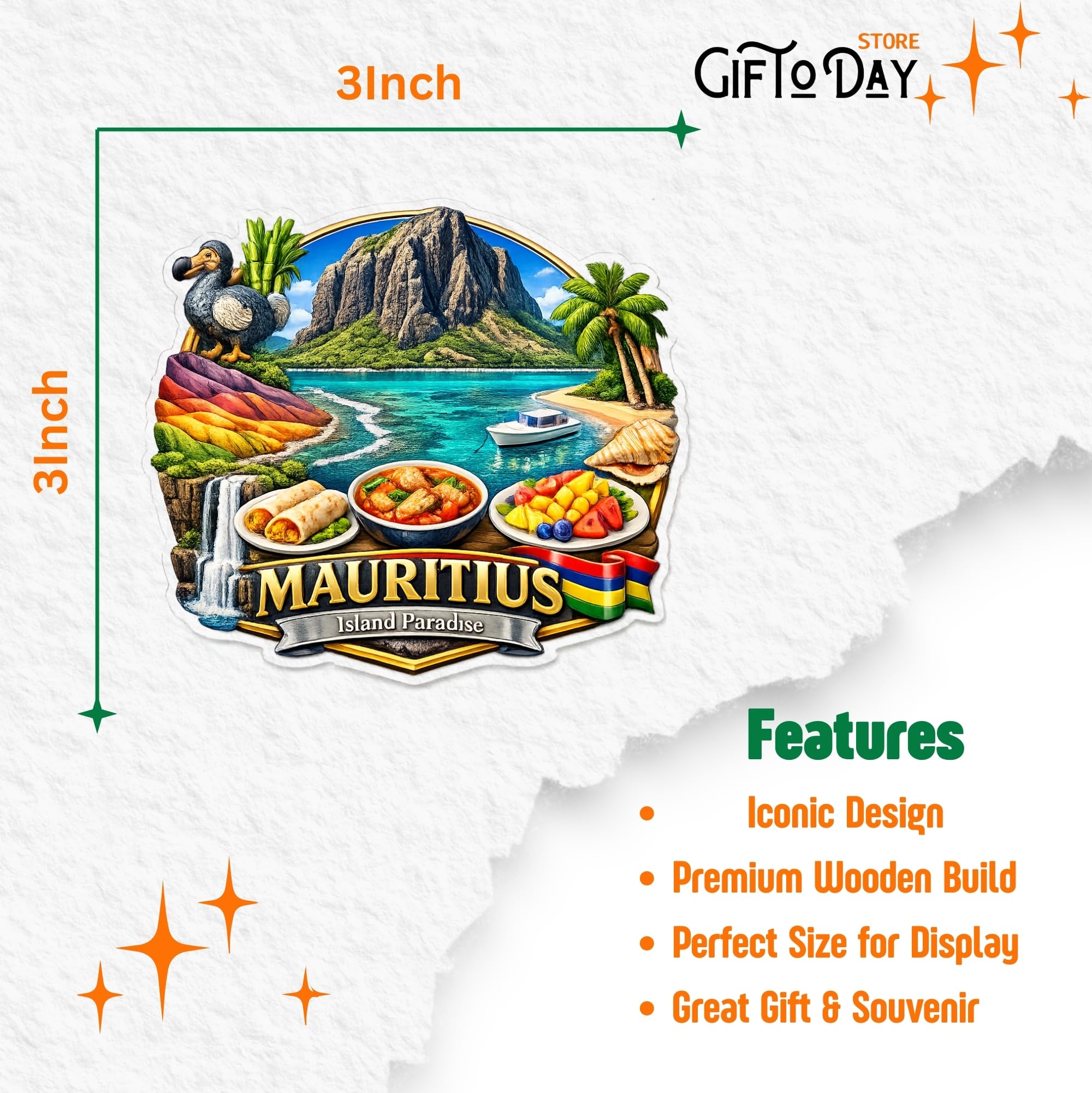 GiftODay Country Theme Souvenir Wooden Fridge Magnet for Refrigerator - Decorative Fridge Magnet for Kitchen & Home Decoration Size 3x3 Inches | Pack of 1 1