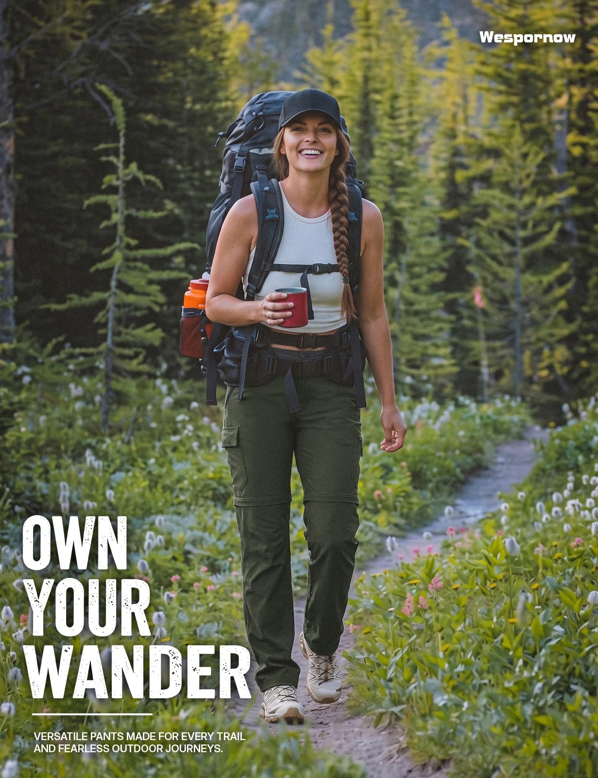 Wespornow Pantalones de senderismo para mujer, con cremallera, transpirables, ligeros, de secado rápido, con buen ajuste, para viajes al aire libre, safari y verano