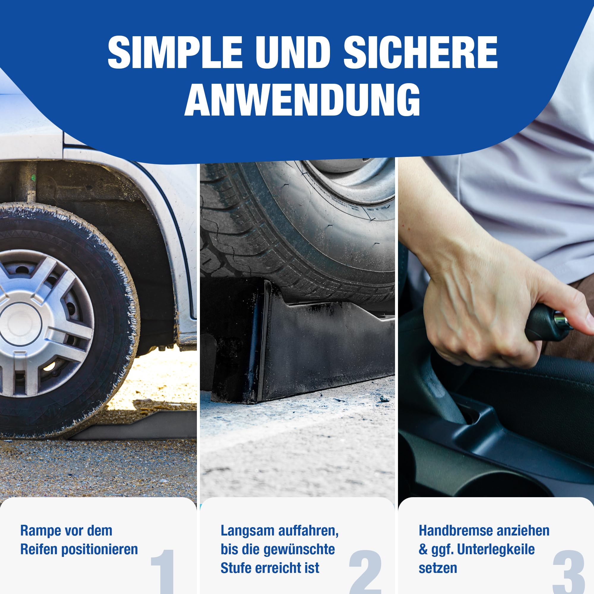 NTG Cales de nivellement pour camping-car (lot de 2) – Nivellement à 3 niveaux jusqu’à 3 000 kg par lot, structure antidérapante idéale pour caravane, camping-car et remorque - Cales pour tous les