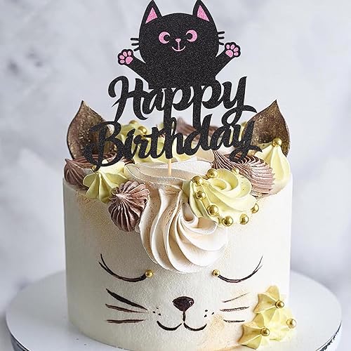 Miniatura 2 de 1 adorno para pastel de cumpleaños con temática de mascotas, lindo miau pawty fiesta de cumpleaños, decoración de fiesta de baby shower para niños y
