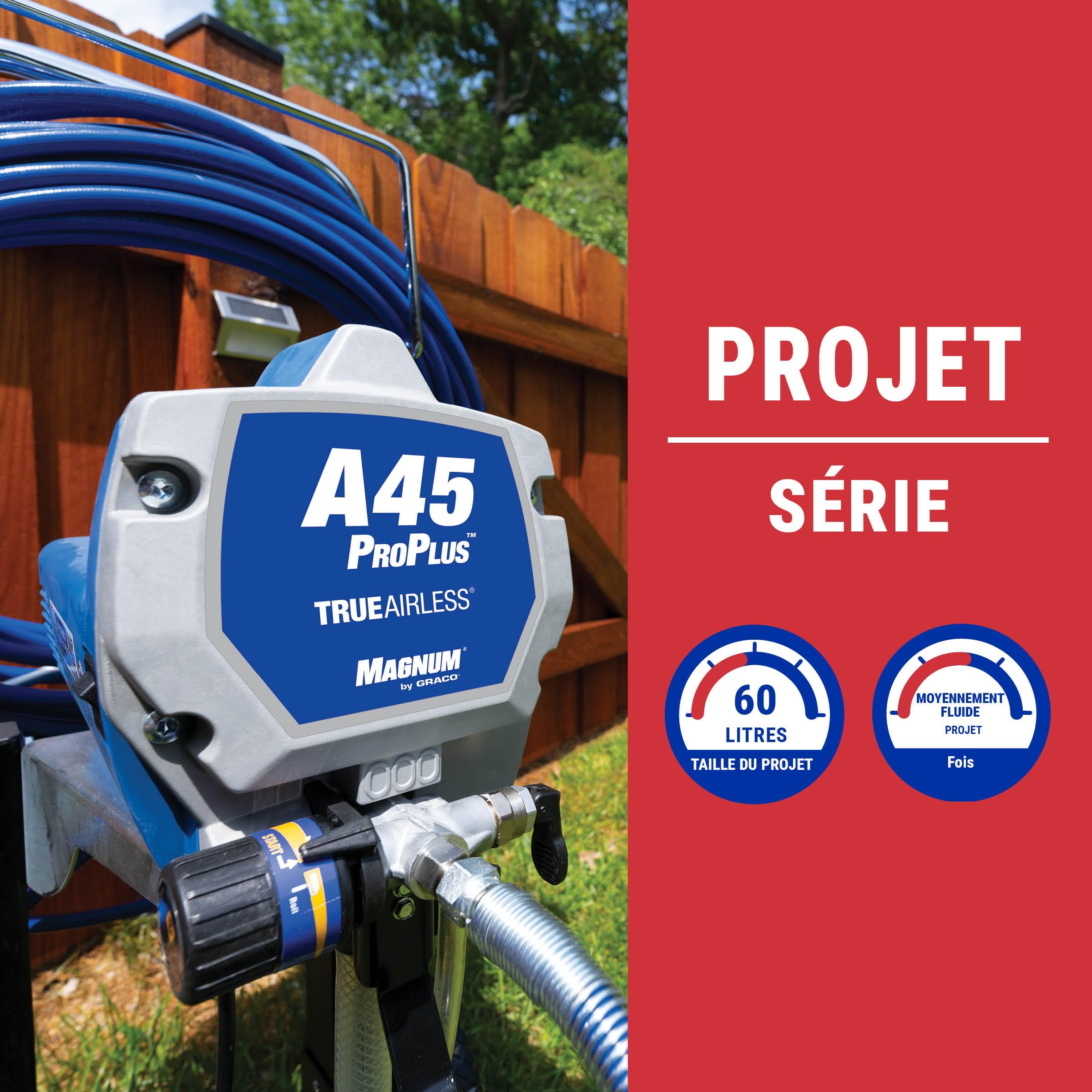 Magnum by Graco 17C245 Pistolet à Peinture airless A45 ProPLUS, unité puissante sur Roues, projets domestiques de Grande envergure (débit 1,17 l/Min, Pression Max. 207 Bars)