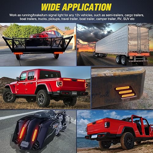 Miniatura 7 de Nilight Barra de luz trasera para remolque con 3 en 1, luces de freno de parada, luces de freno, paquete de 2 unidades de 9 pulgadas, 100 luces LED