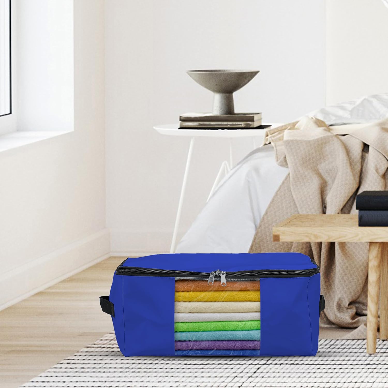 Covers & All Storage Bags, 90 litres Large size Space Saver bags Heavy Duty Storage Organizer Multipurpose 12 Oz Waterproof UV-Resistant & Tear-Proof (23"L x 17"W x 14"H Inches, Royal Blue, Pack of 3)