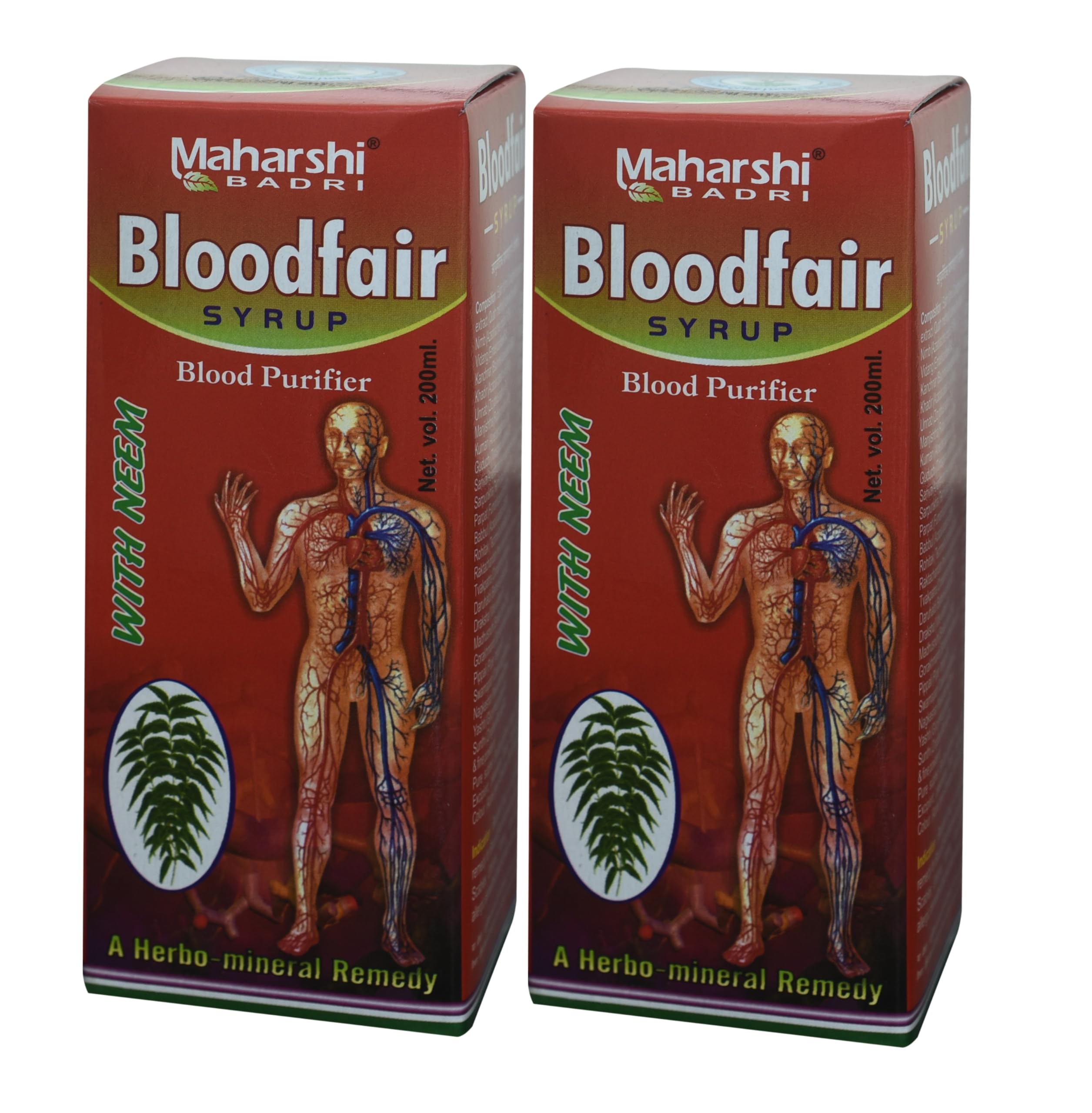 Bloodfair Syrup, 200 ml, Blood Purifier with Neem, Herbo-mineral Remedy Pack of 2