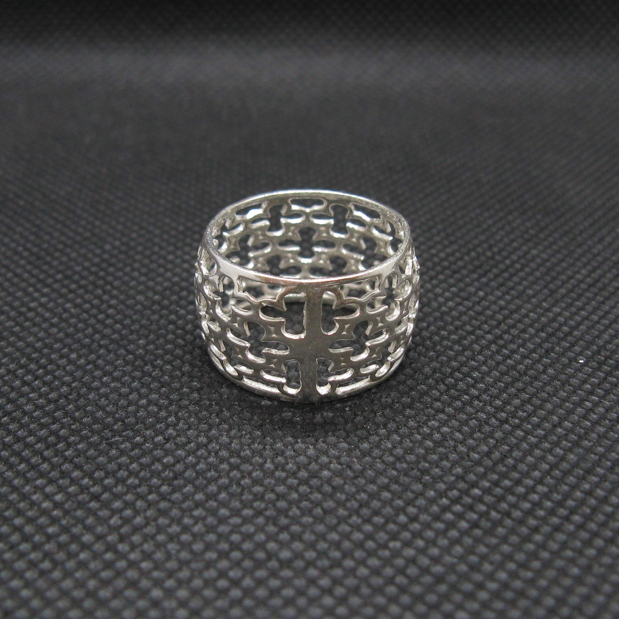 Anello in Argento Sterling Con Fascia a Fiore Largo 14mm Solido Marchiato 925