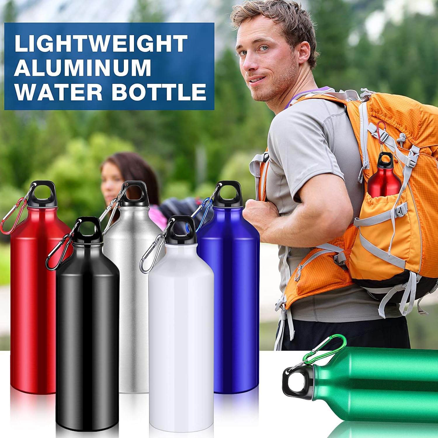 Potchen 18 Pcs Water Bottles Multipack Aluminum Bulk Graduation End of Year Nurse Teacher Gifts Metal Reusable Lightweight Sport School Leak Proof Twist Cap Gym Hiking Travel(Multicolor,24oz)