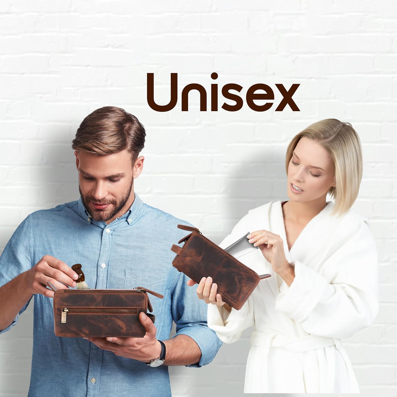 Hammonds Flycatcher Genuine Leather Travel Toiletry Bag for Men and Womens Makeup Bag Organizer, Grooming and Shaving Essentials- Mens Dopp Kit for Travel - Large Cosmetic Bags for Women - Vintage Tan - Image 7