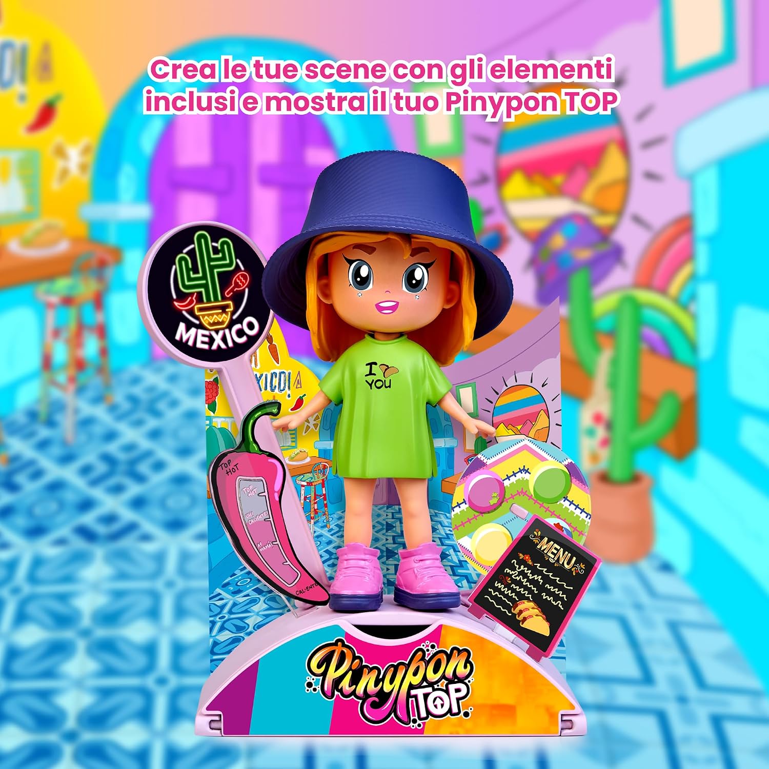 Mexican Foodie Girl Top Mexican Themed Articulated Figure with Arms and Legs Double Sided Clothes and Shoes Envelope with Accessories Ages 4+ Famous (PNN01100)