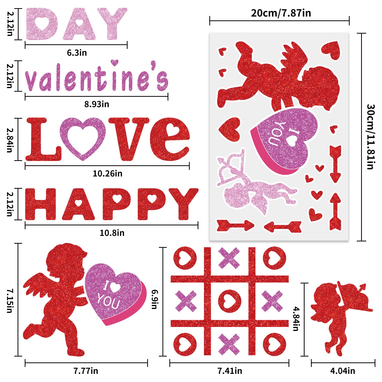 Decoraciones Para El Día De San Valentín Para Ventana: 4 Hojas Extra Grandes Rústicas De Corazón Para Ventana, Románticas Calcomanías De San Valentín En Maceta De Corazón Rojo Rosa En Maceta