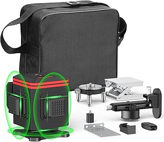 seesii 12 lines Laser Level Self Leveling 3x360° 3D 150FT Green Cross Line Laser Level with pulse mode for Construction/DIY Picture Hanging Remote Controller Rechargeable battery Magnetic Stand