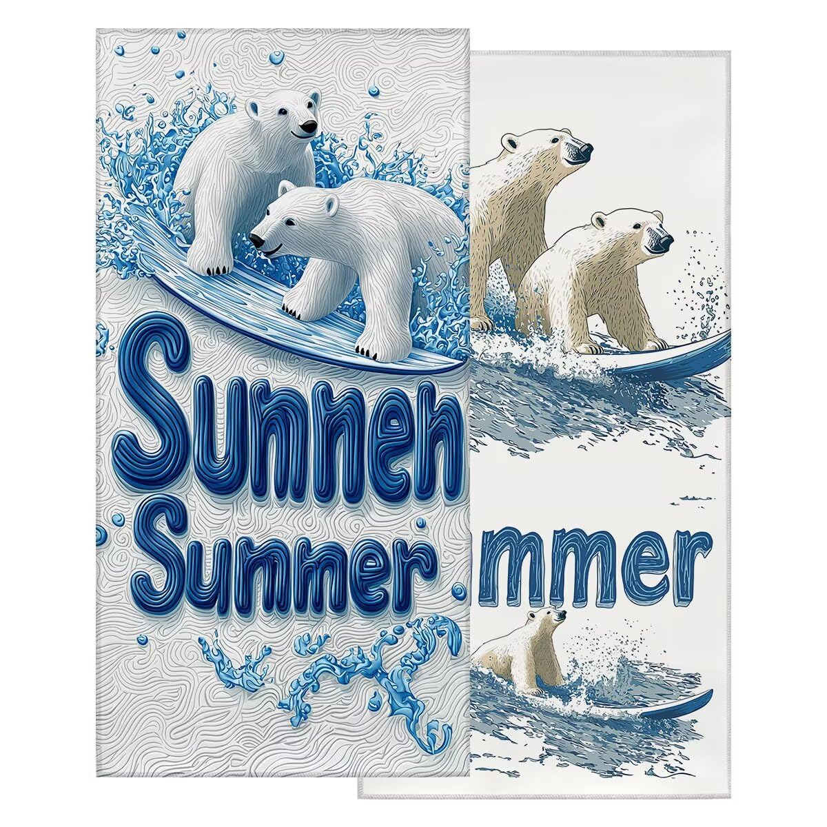 Toalla Playa 80x160 cm, Toalla Gimnasio Microfibra Secado Rapido, Juego de 2 Antiarena Toallas de Playa, Ligera Compacta Toallas Microfibra Grande para Viaje, Regalo Hombre Regalo Mujer (Oso) -4055