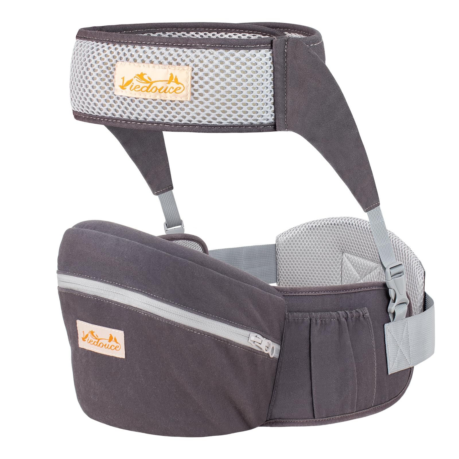 Viedouce Hüftsitz Baby, Ergonomische Hüfttrage Trageshilfe mit Sicherheitsgurt Schutz für Babys und Kleinkind, Leichte und Bequeme Baby Carrier für 4-36 Monate
