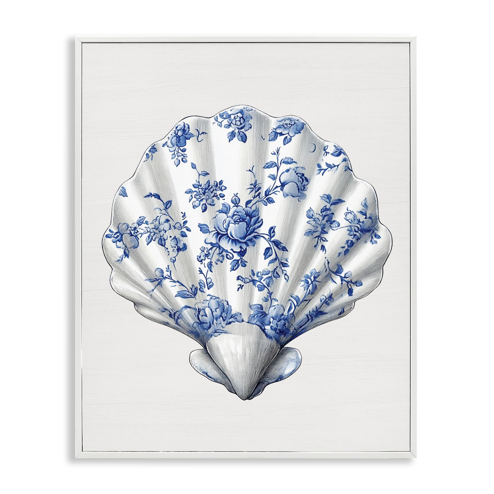 'Funky Toile Seashell'| Framed Giclee Art
