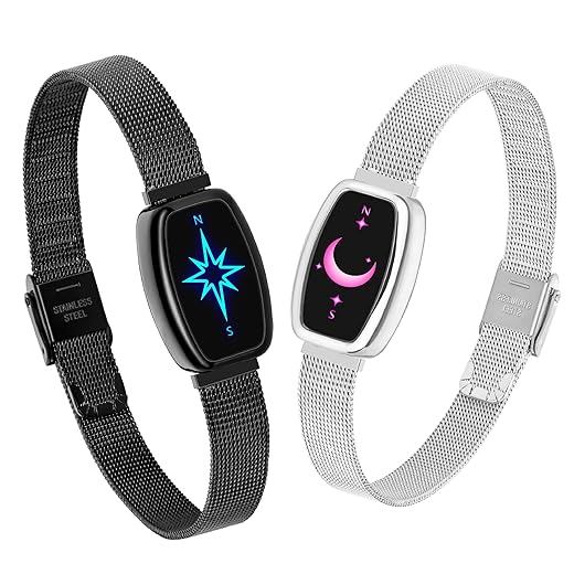 Long Distance Touch Bracelets for Couples, Vibration & Light up | Long Distance Couples Bracelets Relationship Gifts for Girlfriend Bluetooth Pairing Jewelry Xmas Gifts